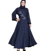 Blue Embroidered Nida Abaya