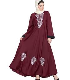 Maroon Embroidered Nida Abaya