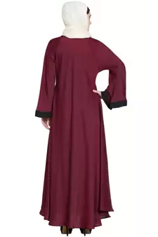 Maroon Embroidered Nida Abaya