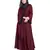 Maroon Embroidered Nida Abaya