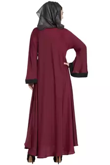 Maroon Embroidered Nida Abaya