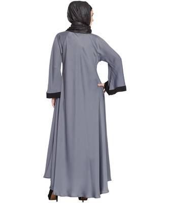 Grey Embroidered Nida Abaya 5