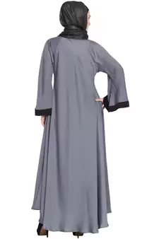 Grey Embroidered Nida Abaya