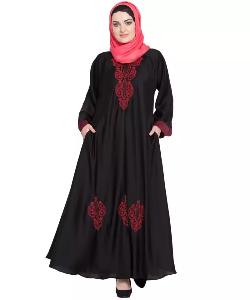 Black Embroidered Nida Abaya