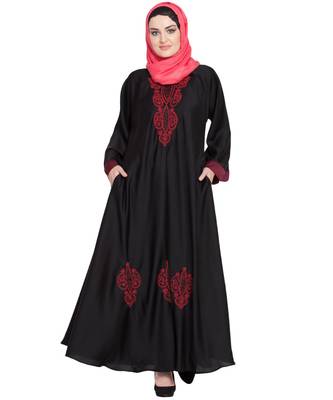Black Embroidered Nida Abaya 1
