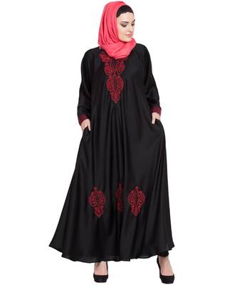 Black Embroidered Nida Abaya 2