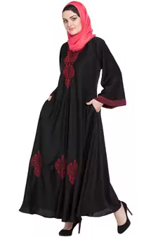 Black Embroidered Nida Abaya