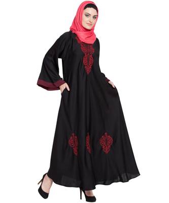 Black Embroidered Nida Abaya 4