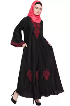 Black Embroidered Nida Abaya