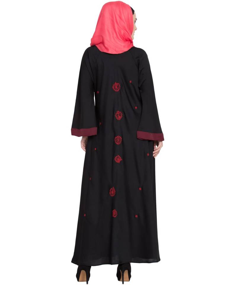 Black Embroidered Nida Abaya