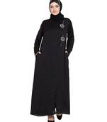Black Embroidered Nida Abaya