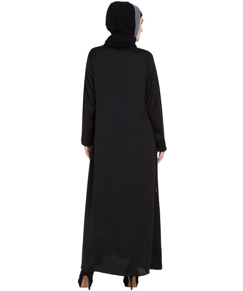 Black Embroidered Nida Abaya
