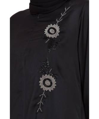 Black Embroidered Nida Abaya 3