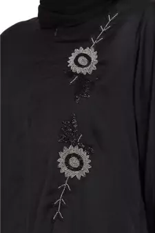 Black Embroidered Nida Abaya