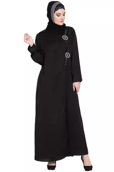 Black Embroidered Nida Abaya