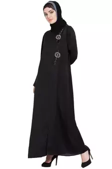 Black Embroidered Nida Abaya