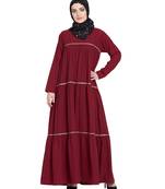 Maroon Embroidered Nida Abaya