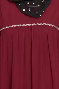 Maroon Embroidered Nida Abaya