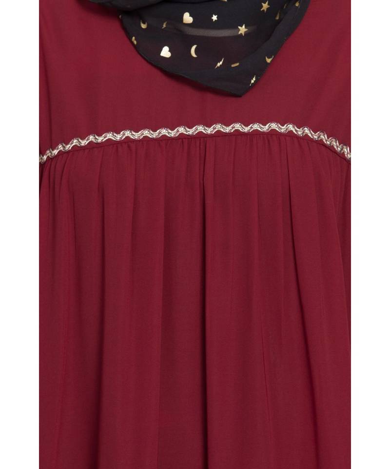 Maroon Embroidered Nida Abaya