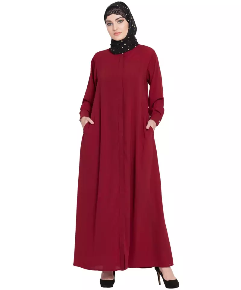 Maroon Plain Nida Abaya