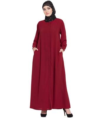 Maroon Plain Nida Abaya 1