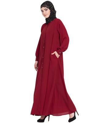Maroon Plain Nida Abaya 2