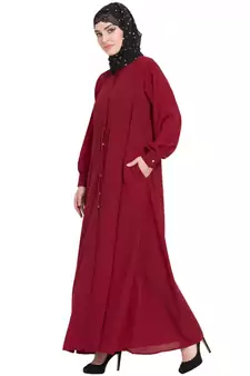 Maroon Plain Nida Abaya