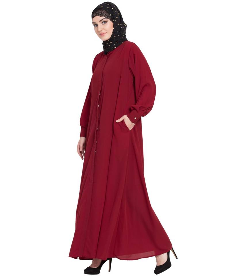 Maroon Plain Nida Abaya