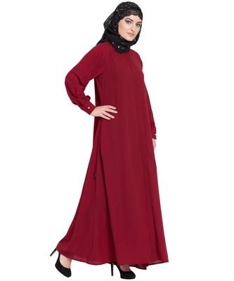 Maroon Plain Nida Abaya 3