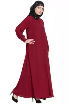 Maroon Plain Nida Abaya