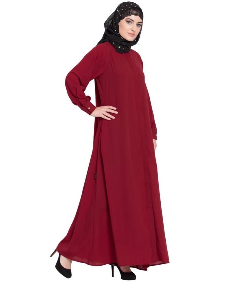 Maroon Plain Nida Abaya