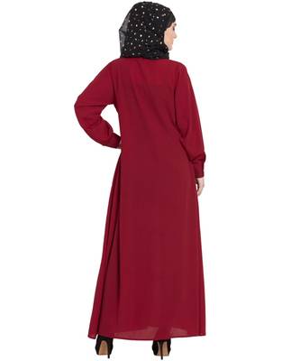 Maroon Plain Nida Abaya 4