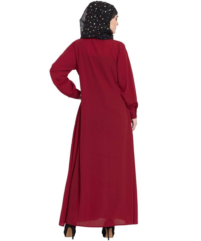 Maroon Plain Nida Abaya