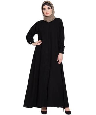 Black Nida Plain Abaya 2
