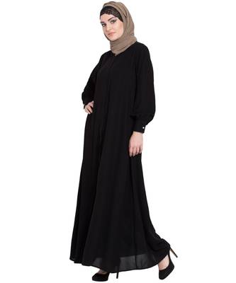 Black Nida Plain Abaya 3