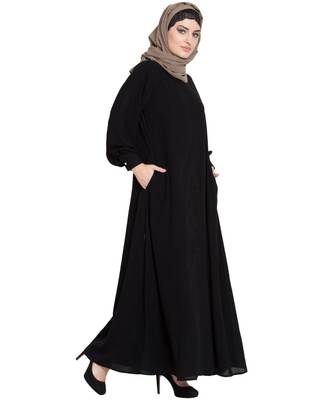 Black Nida Plain Abaya 4