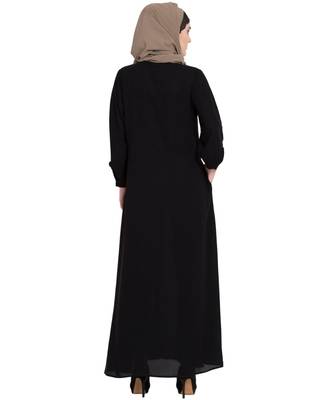 Black Nida Plain Abaya 5