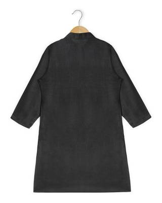 black plain cotton boys kurta  3