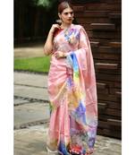 Multicolor Handwoven Printed Linen Saree