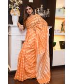 Orange Handwoven Linen Saree