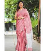 Pink Shade Handwoven Linen Saree