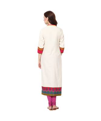 off white embroidered cotton stitched kurti 2