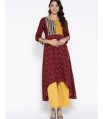 maroon printed rayon stitched kurti
