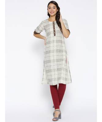 off white printed cotton stitched kurti 1