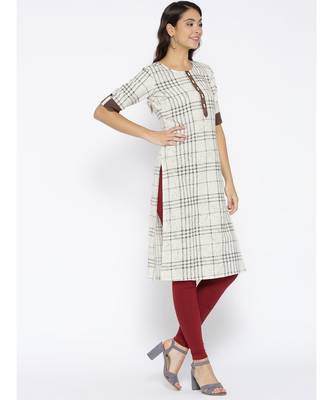 off white printed cotton stitched kurti 4