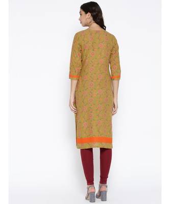 green printed cotton stitched kurti 4