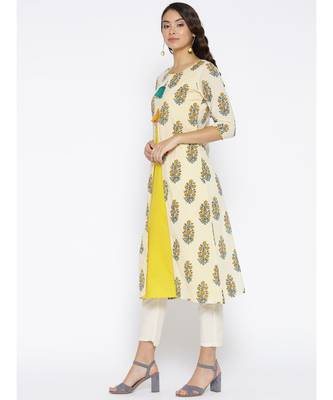 off white printed cotton stitched kurti 4