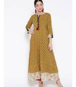 mustard printed rayon stitched kurti