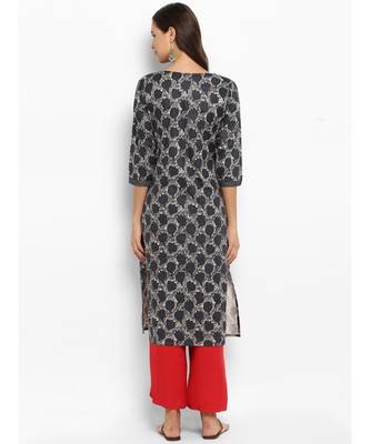 grey printed cotton stitched kurti 3