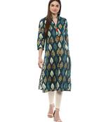 green printed cotton stitched kurti
